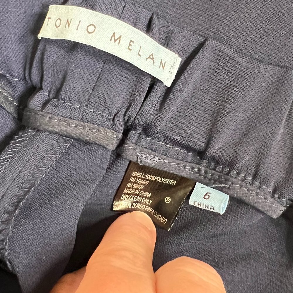 Antonio Melani Navy Pleated Palazzo Wide Leg Mirren Pant Size 6 - Picture 13 of 13